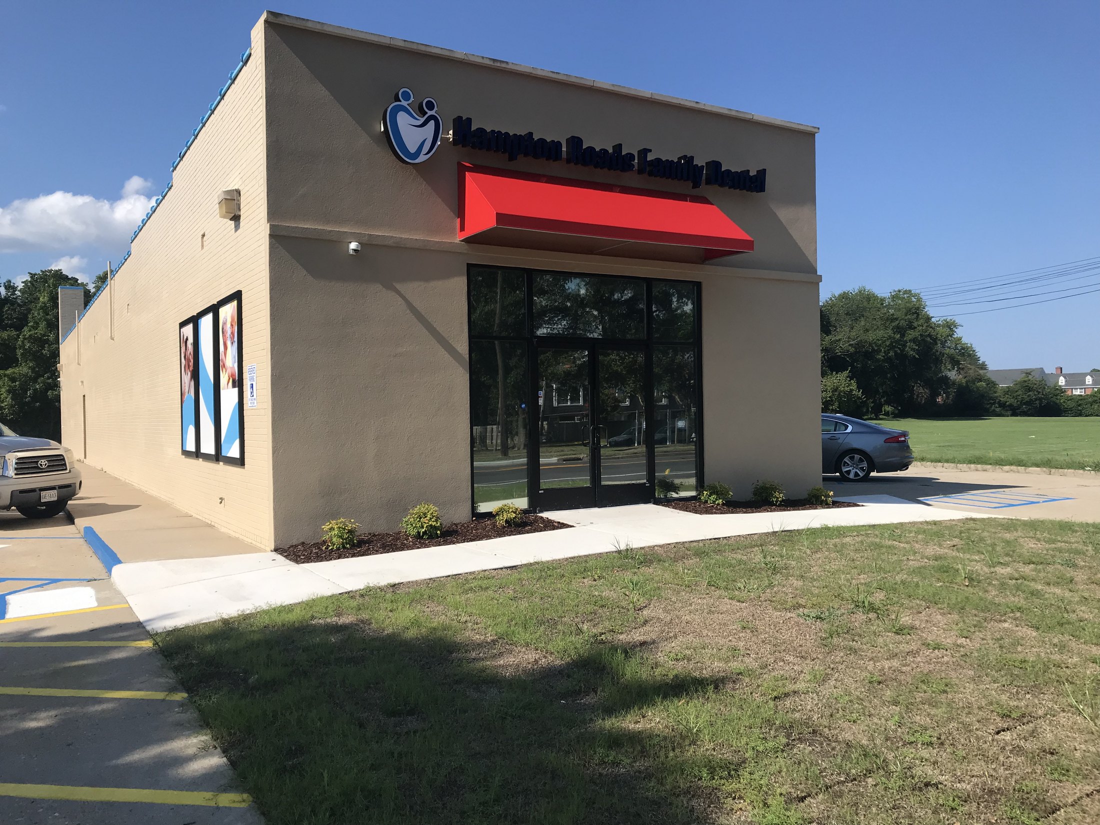 Finished commercial window film on a Hampton Roads dental office