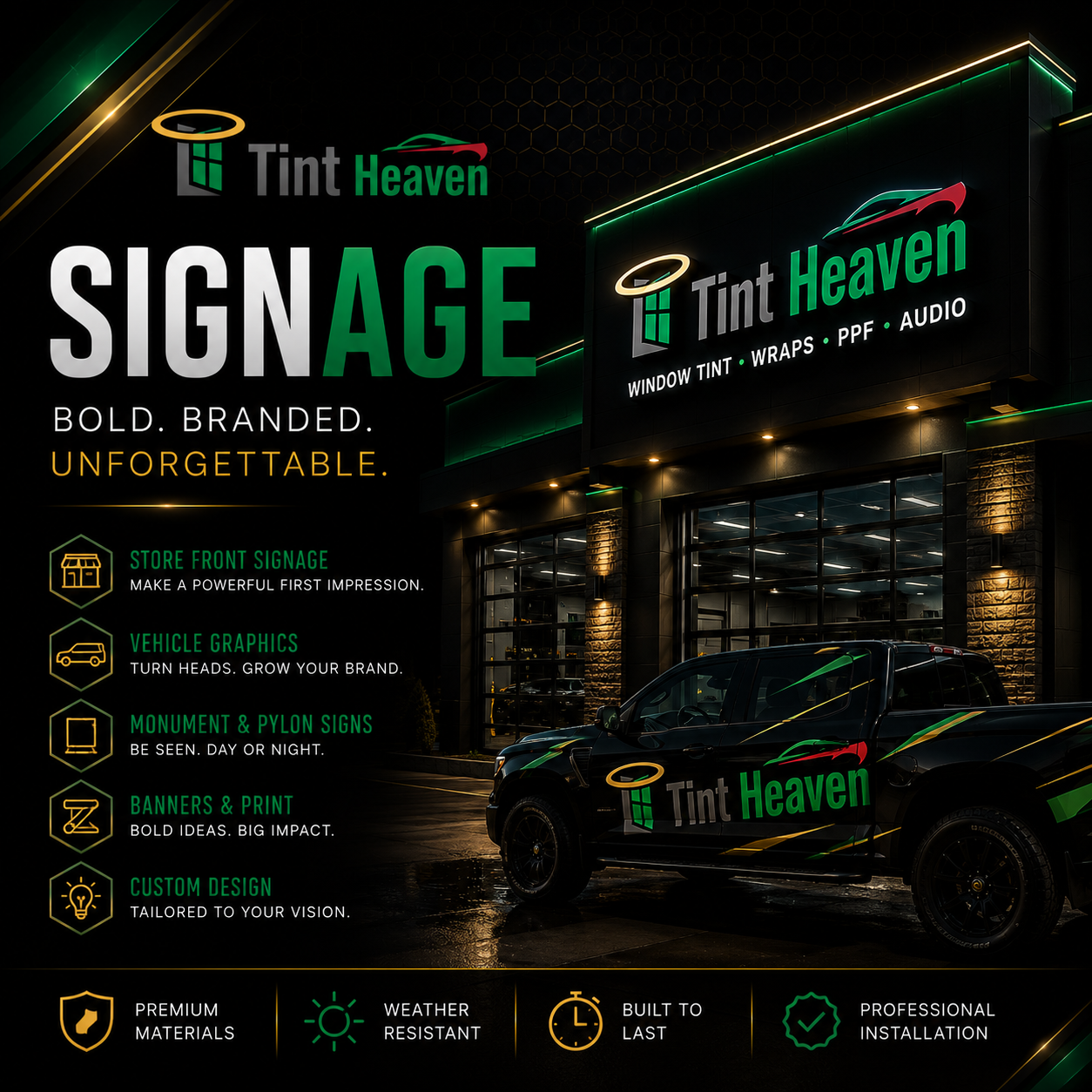 Tint Heaven custom business signage and vehicle graphics