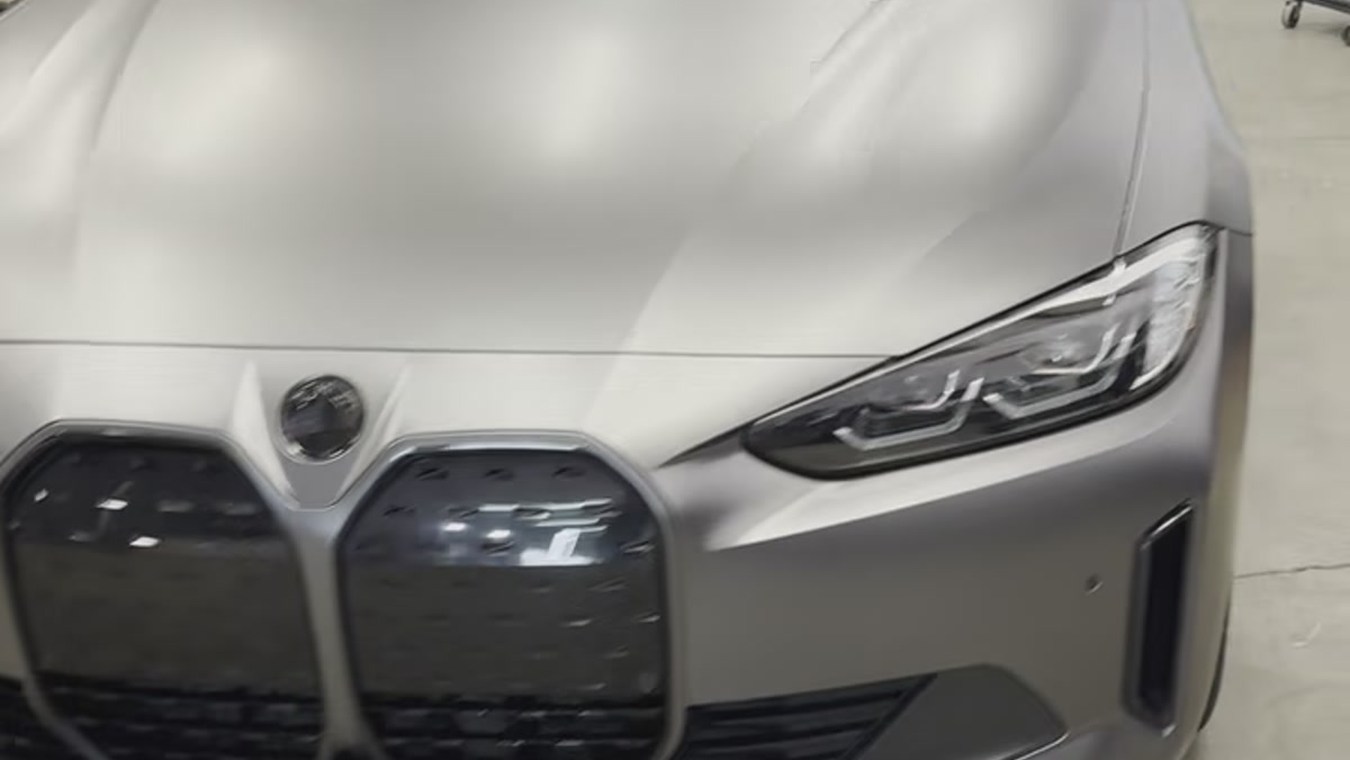 Completed satin silver BMW vinyl wrap by Tint Heaven